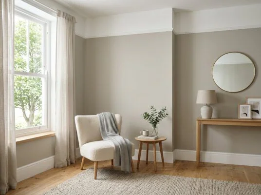 Habitación con paredes recién pintadas y acabado uniforme